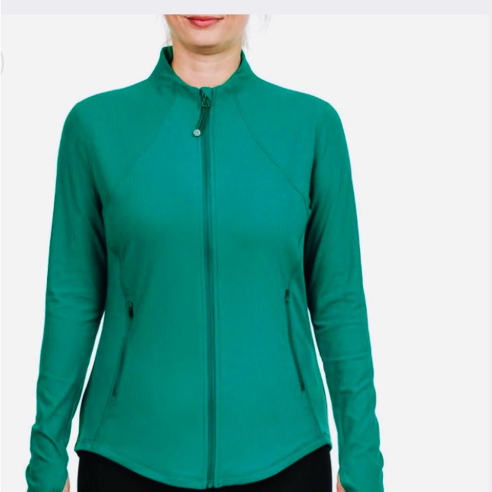 TUFF VEGA Jacket Yoga Green Teal Rib Full Zip Stretch L/S NWT Sz XL